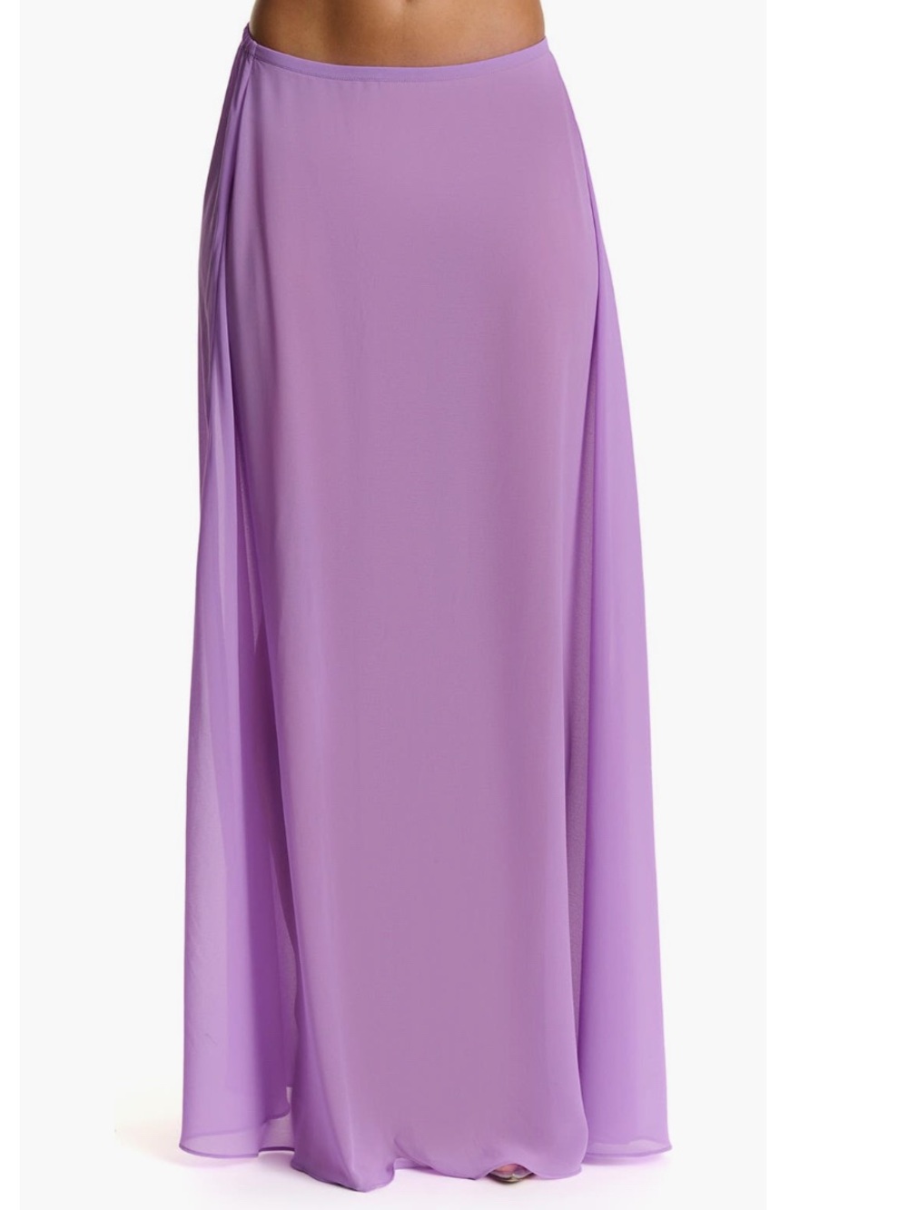 Naked Wardrobe Purple Chiffon A-Line Semi Sheer Maxi Skirt Size XL NWT!